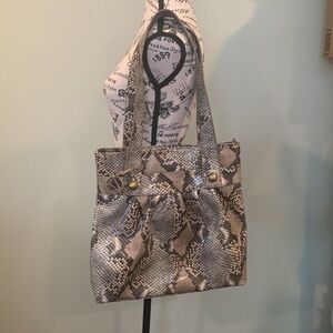 Style & Co. Snake Print Faux Leather Large Shoulder Bag Purse Tote Brown Black